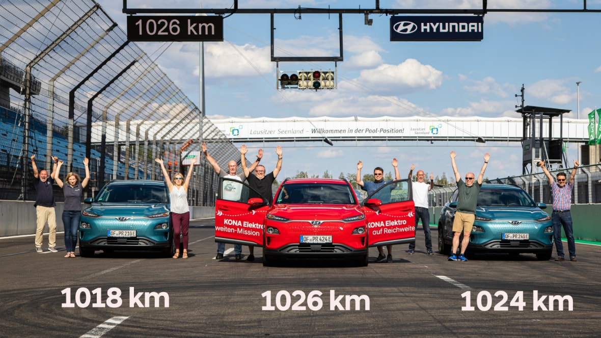 Кроссовер Hyundai KONA Electric установил рекорд по дальности пробега в 1 026 км